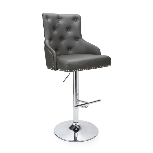 Hawksmoor Graphite Grey Leather Match Luxury Bar Stool