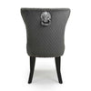 Hawksmoor Lionhead Ring Back Dining Chair Brushed Velvet Grey in Black Legs (Pair)