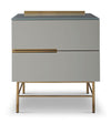 Gillmore Space Alberto Two Drawer Narrow Chest Grey With Brass Accent