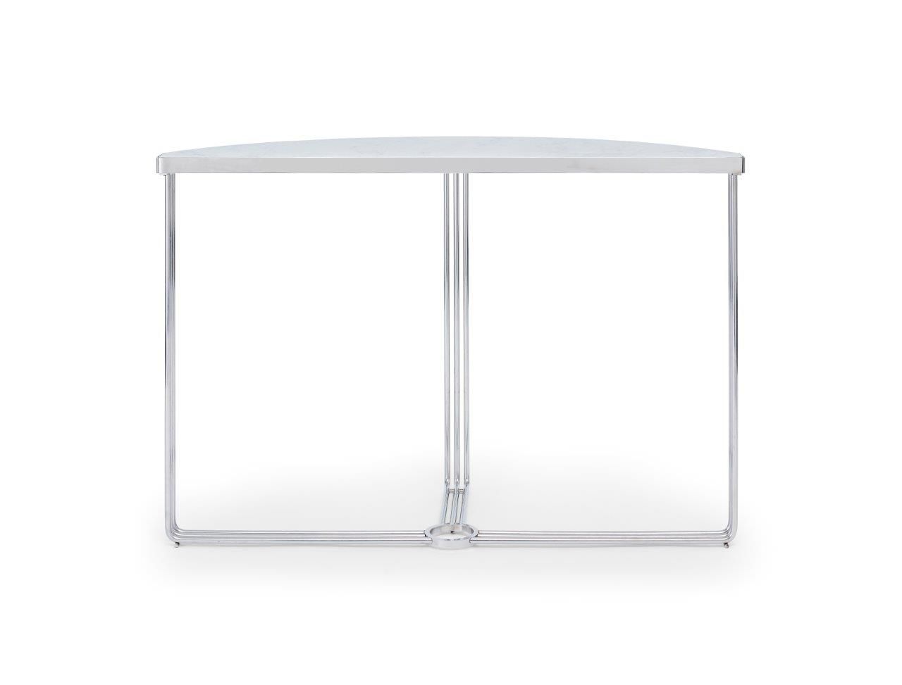 Gillmore Space Finn Demi Lune Console Table White Marble Top & Polished Chrome Frame
