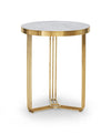 Gillmore Space Finn Circular Side Table Pale Stone Top & Brass Frame