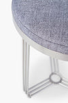 Gillmore Space Finn Circular Side Table Or Stool Pewter Grey Upholstered & Polished Chrome Frame