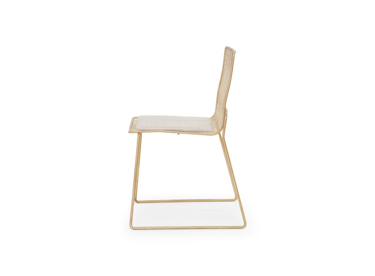 Gillmore Space Finn Stacking Dining Chair Natural Upholstered & Brass Frame