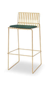 Gillmore Space Finn Bar Stool Conifer Green Upholstered & Brass Frame