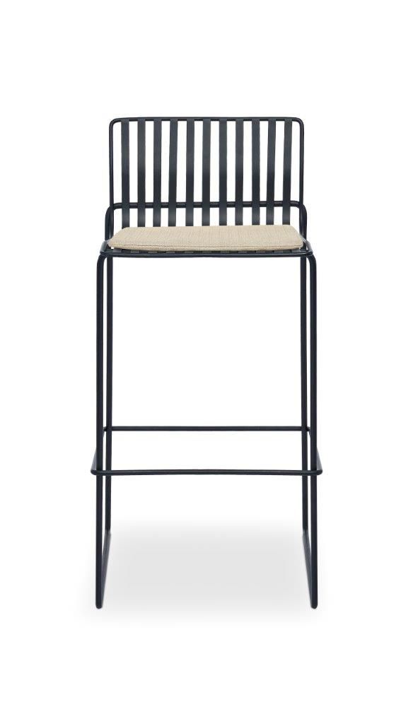 Gillmore Space Finn Bar Stool Natural Upholstered & Black Frame