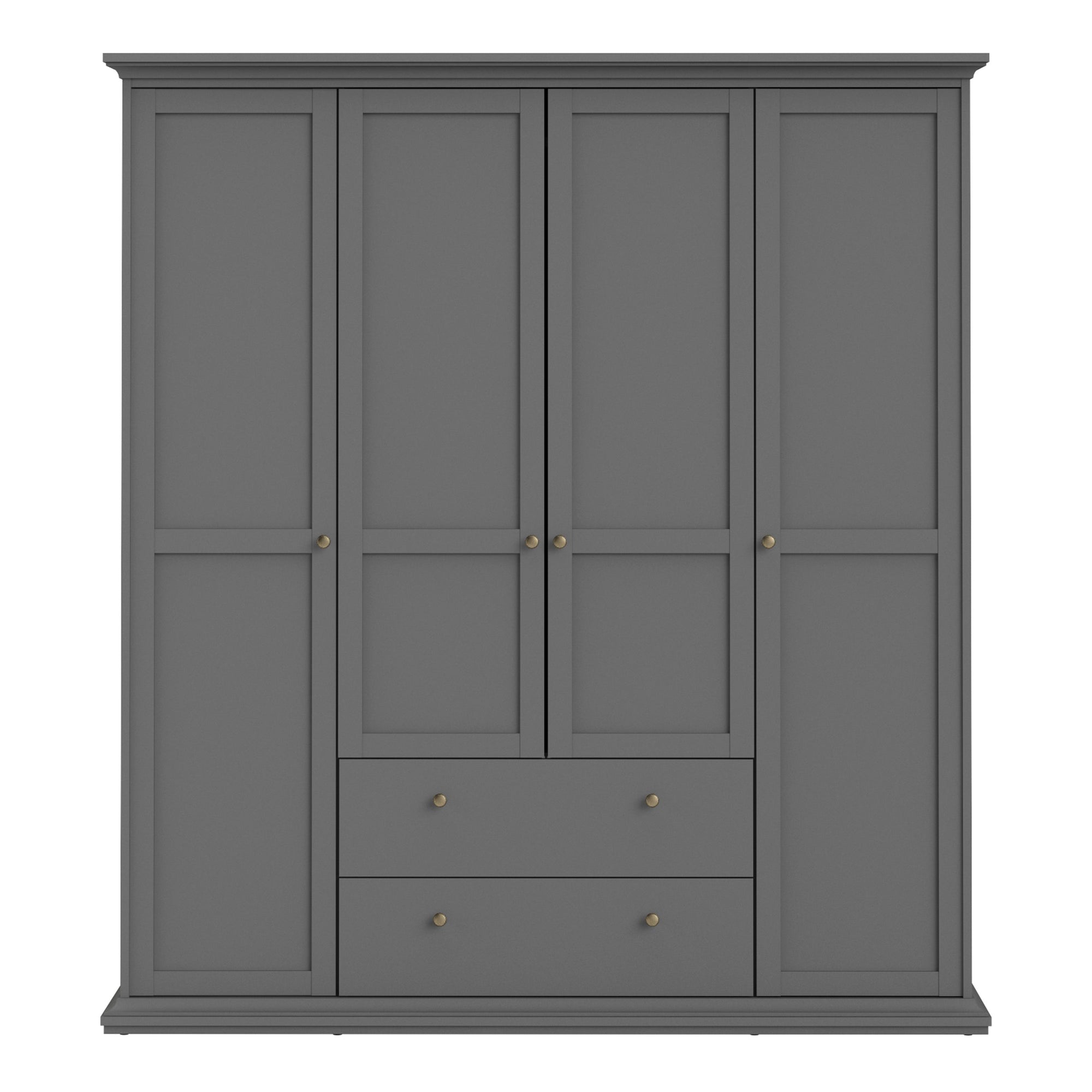 Axton Westchester Wardrobe with 4 Doors and 2 Drawers In Matt Grey