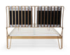 Gillmore Space Finn Double Bed Silver Upholstered & Brass Frame