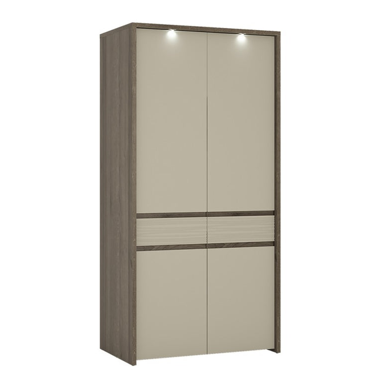 Axton Olinville 2 Door Tall Cupboard/Wardrobe (Inc LED lighting) in Riviera Oak