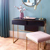 Gillmore Space Brass Federico Small Dressing Table Stool Blush Pink Velvet