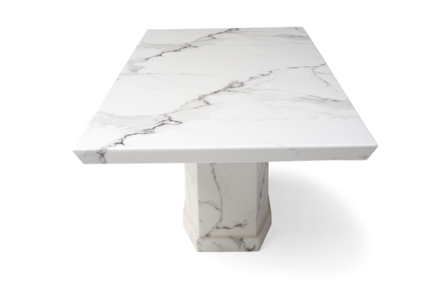 Como 200cm Ivory White Marble Dining Table