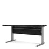 Axton Trinity Desk 150 cm In Black Woodgrain With Height Adjustable Legs With Electric Control In Silver Grey Steel