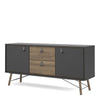 Axton Longwood Sideboard 2 Doors + 2 Drawers In Matt Black Walnut