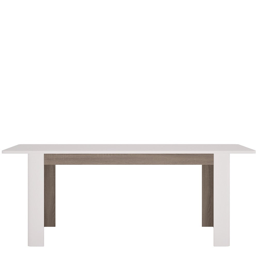 Axton Norwood Living Extending Dining Table In White With A Truffle Oak Trim