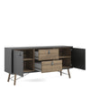 Axton Longwood Sideboard 2 Doors + 2 Drawers In Matt Black Walnut