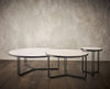 Gillmore Space Finn Large Circular Coffee Table Pale Stone Top & Black Frame