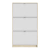 Axton Choctaw Shoe Cabinet With 3 Tilting Doors And 2 Layers In Oak Structure White