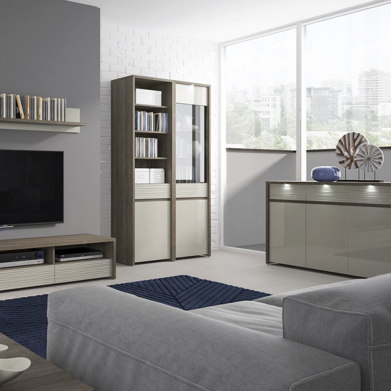 Axton Olinville 2 Door Tall Cupboard/Wardrobe (Inc LED lighting) in Riviera Oak