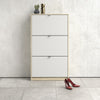 Axton Choctaw Shoe Cabinet With 3 Tilting Doors And 2 Layers In White