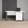 Axton Trinity Desk 150 cm In White With Silver Grey Steel Legs