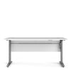 Axton Trinity Desk 150 cm In White With Height Adjustable Legs With Electric Control In Silver Grey Steel