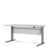 Axton Trinity Desk 150 cm In White With Height Adjustable Legs With Electric Control In Silver Grey Steel