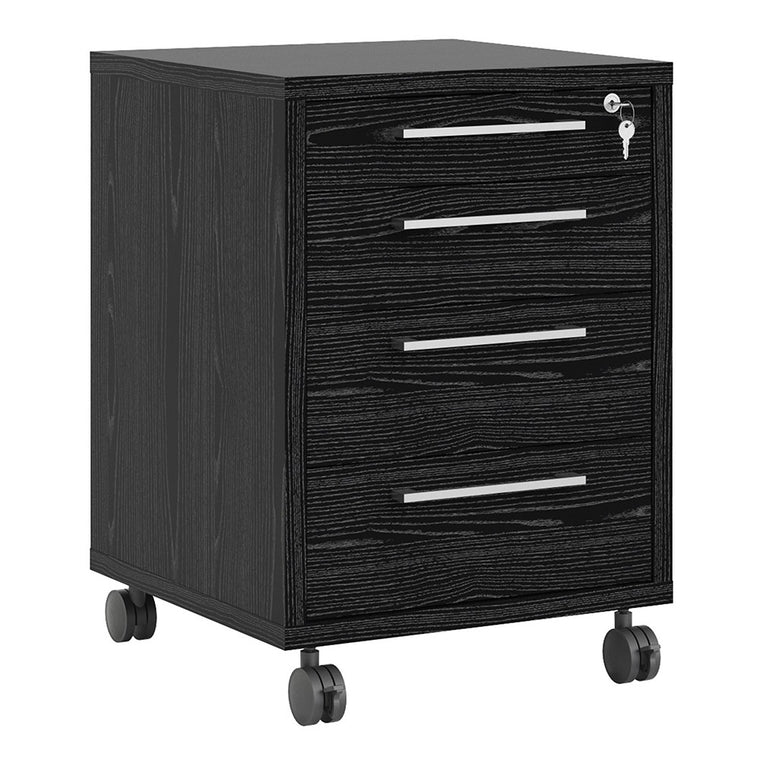 Axton Trinity Mobile Cabinet In Black Woodgrain