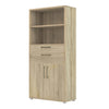 Axton Trinity Bookcase 4 Shelves with 2 Drawers and 2 Doors in Oak