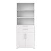 Axton Trinity Bookcase 5 Shelves with 2 Drawers and 2 Doors in White