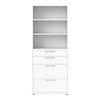 Axton Trinity Bookcase 5 Shelves with 2 Drawers + 2 File Drawers In White