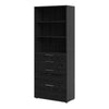 Axton Trinity Bookcase 5 Shelves with 2 Drawers + 2 File Drawers in Black Woodgrain