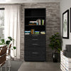 Axton Trinity Bookcase 5 Shelves with 2 Drawers + 2 File Drawers in Black Woodgrain