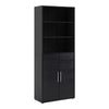 Axton Trinity Bookcase 5 Shelves with 2 Doors in Black woodgrain