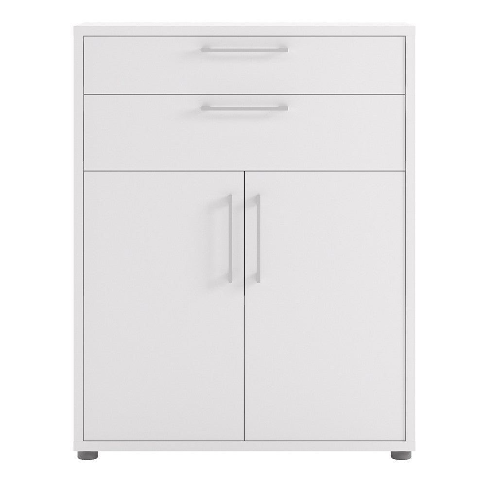 Axton Trinity Bookcase 2 Shelves with 2 Drawers And 2 Doors In White