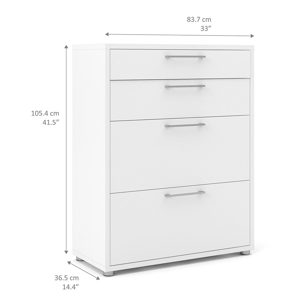 Axton Trinity Bookcase 2 Shelves with 2 Drawers + 2 File Drawers in White