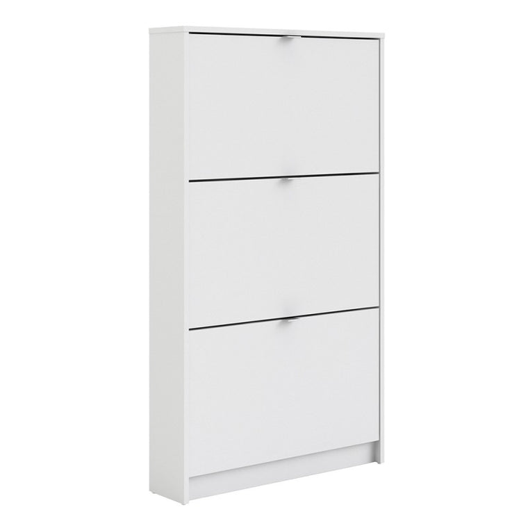 Axton Choctaw Shoe Cabinet With 3 Tilting Doors And 1 Layer In White