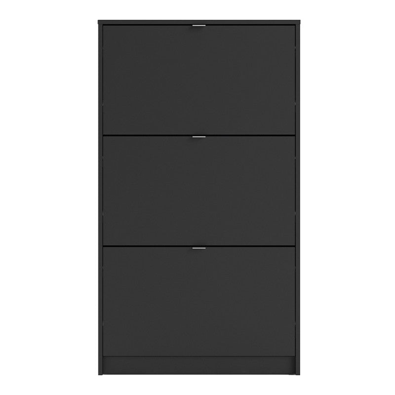 Axton Choctaw Shoe Cabinet With 3 Tilting Doors And 1 Layer In Matt Black