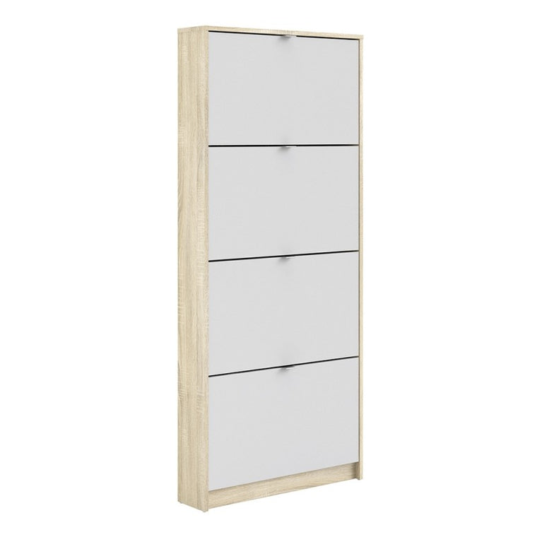 Axton Choctaw Shoe Cabinet With 4 Tilting Doors And 1 Layer In Oak Structure White