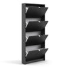 Axton Choctaw Shoe Cabinet With 4 Tilting Doors And 1 Layer In Matt Black