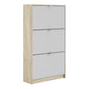 Axton Choctaw Shoe Cabinet With 3 Tilting Doors And 2 Layer In Oak Structure White