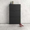 Axton Choctaw Shoe Cabinet With 3 Tilting Doors And 2 Layer In Matt Black