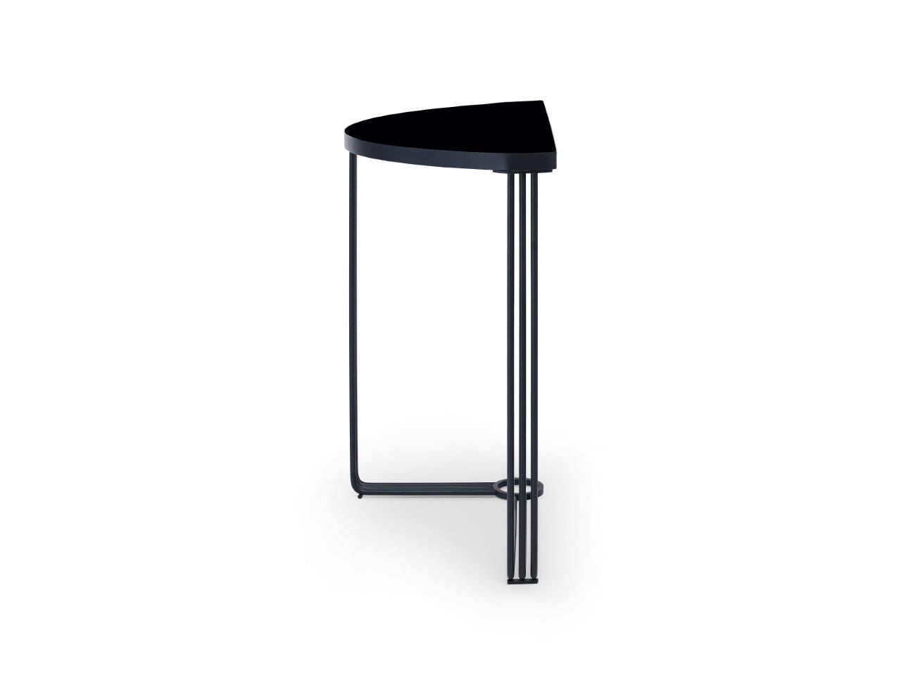 Gillmore Space Finn Demi Lune Console Table Black Glass Top & Black Frame