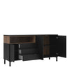 Axton Blauzes Sideboard 3 Drawers 3 Doors In Black and Walnut