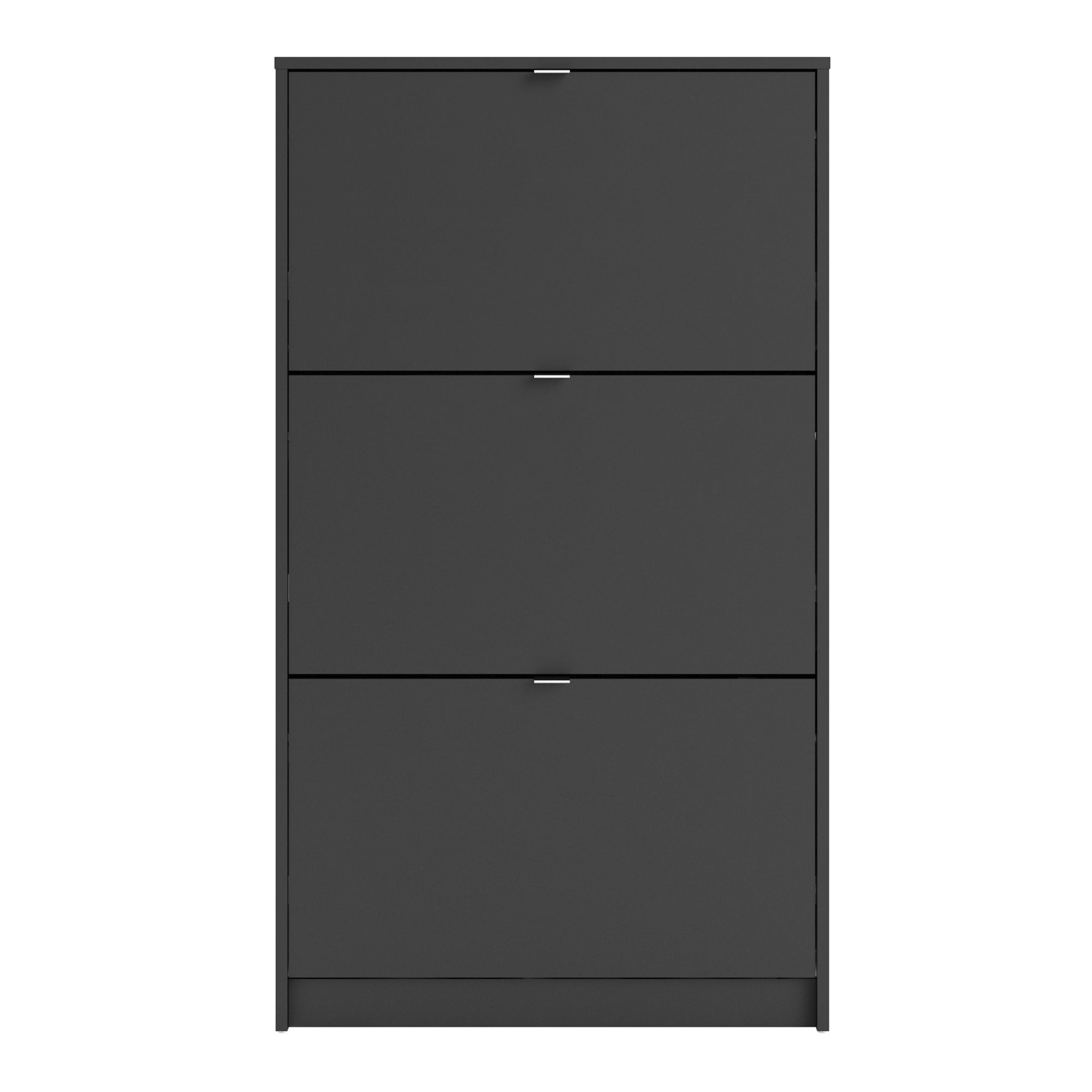 Axton Choctaw Shoe Cabinet With 3 Tilting Doors and 2 Layers In Matt Black