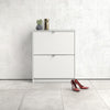 Axton Choctaw Shoe Cabinet With 2 Tilting Doors And 2 Layers In White