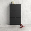 Axton Choctaw Shoe Cabinet With 3 Tilting Doors and 2 Layers In Matt Black