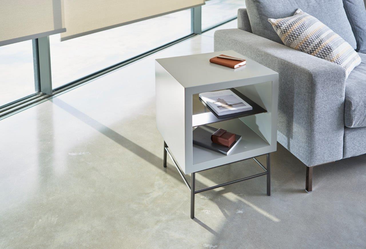 Gillmore Space Alberto Side Table Grey With Dark Chrome Accent