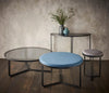 Gillmore Space Finn Large Circular Coffee Table Smoked Glass Top & Black Frame