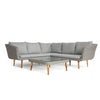 Home Junction Americano Contemporary Corner Sofa with Coffee Table/Footstool in Grey