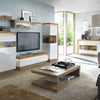 Axton Woodlawn 1 Drawer TV Cabinet With Open Shelf (including LED lighting) In Riviera Oak/White High Gloss