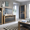 Axton Morris 1 Door 1 Drawer Display Cabinet In Lefkas Oak With Matt Black Fronts